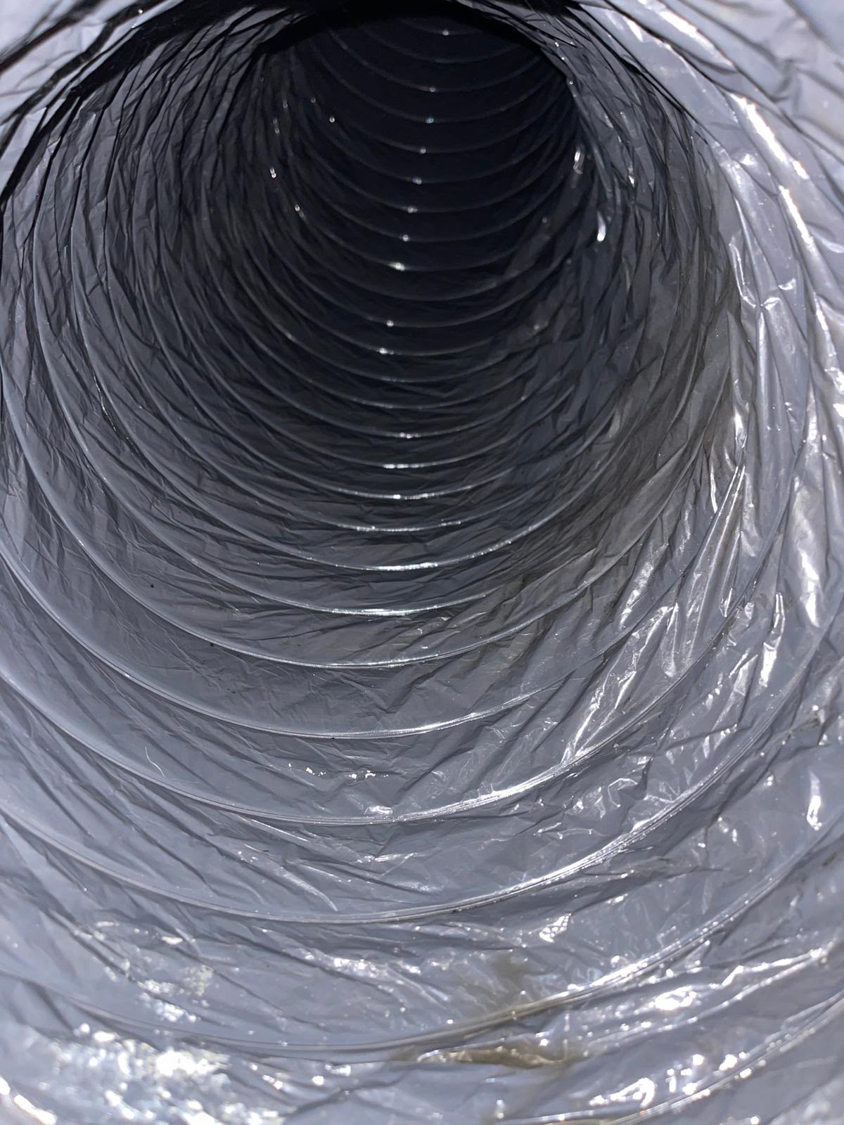 Clean interior of a flexible air duct after cleaning in Bellaire, TX